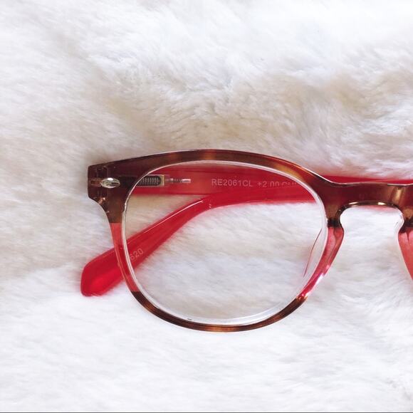 Lexi Red & Brown Round Rim Reader Glasses - Picture 2 of 12